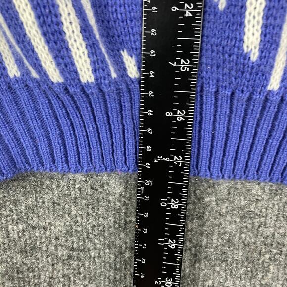 A Benedetto Sweater Mens Medium Blue White Striped Abstract Graphic Pullover - Picture 3 of 7